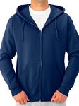 Jerzees Men's Adult Full Zip Hooded Sweatshirt X Sizes, Navy, 2X