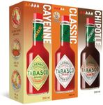 TABASCO Brand Hot Sauce Value Pack 3×350ml – Original Red, Chipotle & Cayenne Garlic – Extra Large Bottle Variety Pack For Hot Sauce Lovers Seeking Bold Heat, Big Flavour & Authentic Spice