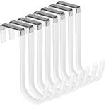 DINGEE 8 Pack Over Door Hooks, White Vinyl Coated Over The Door for Hanging Heavy Duty Z Hooks Prevent Scratches, Door Hook for Bathroom, Living Room, Kitchen Hanging Towels, Clothes, Shoes Bag, Hats