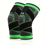 Xfinity Fitness Dual Strap Compression Knee Sleeve, Knee Brace for Men & Women, Running, Crossfit, Basketball, Pain Relief, ACL MCL Support, Adjustable Strap(PACK OF 2) (Free Size, Green)