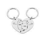 Luigi Customise Couple Valentine Keychain,Cute Cat Hug,Engrave Name Couple Keyring,Personalized Gift for boyfriend/Matching Couple Keychain