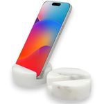 TransMarble Luxury Marble Cell Phone Stand Holder for Popular Smartphones (1 Pcs) - Real Solid Marble Mobile Phone Stands as Office Desk or Kitchen Countertop Decor (Starry White)