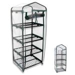 Samuel ALEXANDER Outdoor Garden Mini Greenhouse 130cm Tall With 4 Shelves /Tiers Small Greenhouse With Frame,Waterproof Transparent PVC Cover