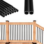 Senmit 36"x 3/4 Aluminum Deck Balusters- Indoor Outdoor Metal Deck Railing Sprindles - Hollow Round Stair Spindles for Deck Porch - Matte Black Coated 100 Pack