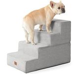 EHEYCIGA Dog Stairs for Small Dogs 18" H, 4-Step Pet Stairs for High Beds with Non-Slip Bottom, Folding Blanced Dog Steps for Pets, Light Gray