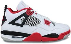 Nike Men's Air Jordan 4 Retro Fire Red 2020", White/Fire Red/Black/Tech Grey, 13