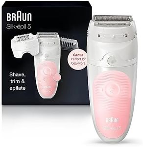 Braun Epilator Silk-épil 5 5-620, Hair Removal Device, Epilator for Women, Shaver & Trimmer, Cordless, Rechargeable, Wet & Dry, 6 Piece Set