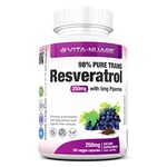 Vita-Nuage Certified 98% Super Strength Natural Trans Resveratrol Concentrate, 250mg plus 5mg Piperine 100 Vegetarian Capsules