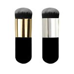 2 Pieces Travel Kabuki Foundation Brush, Suit For Blending Liquid, Cream or Flawless Powder Cosmetics, (Golden & Silver)