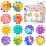 12 Pcs Pop Stress Ball Fidget Toys, 3D Push Bubbles Silicone Sensory Bubbles Balls for Kids, Sensory Pressure Ball Toy Anti Anxiety Relieve Stress Fit Kids Adults Hand Exercise (Random Color)