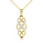 YFN Celtic Knot Necklace Created Opal Pendant Sterling Silver Infinity Love Jewelry (Gold-Celtic Necklace)