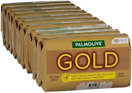 Palmolive Gold Bar Soap, Daily Deodorant Protection, Odour Fighting Formula, Maintains Skin's Natural Moisture, Dermatologically Tested, No Parabens or Phthalates, 10 Pack x 90g