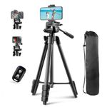 UBeesize 54'' Camera Tripod, Travel Tripod for iPhone with Bag, Phone Tripod Stand with Remote Compatible with Phone/Projector/DSLR/Gopro