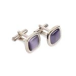 Alcove Mens Purple Cat's Eye Silver Cufflinks for Shirts and Blazers