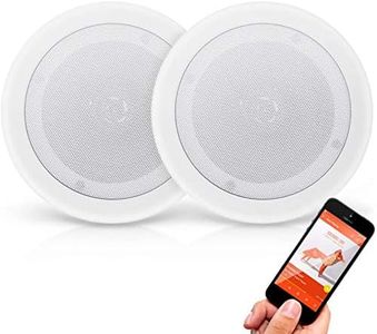 Pyle PDICBT852RD 8 Inch 250 Watt Bluetooth In Ceiling Wall 2 Way Flush Mount Home Indoor Stereo Speakers System Pair, White