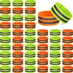 Zubebe 48 Pieces Reflective Bands Reflector Bands for Wrist, Arm, Ankle, Leg, High Visibility Reflective Gear Safety Reflector Tape Straps for Night Walking, Cycling and Running (Green and Orange)