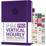 GoGirl Planner PRO Schedule - Undated Planner with Hourly Time Slots, Monthly, Weekly & Daily Organizer, Appointment Book for time Management, 18 x 25.5cm, Hardcover, Lasts 1 Year - Purple