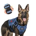 PET PEPPER Premium Dog Harness - Military Standard Metal Buckles || Free Velcro Patches || No-Pull Dog Vest || Breathable Mesh || Oxford Fabric || For All Dog Breeds (Blue, L), Large