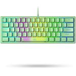 LexonElec K61 Pro - [UK Layout] 60% Percent Green Keyboard Gaming Mini Cute - RGB Illuminated LED Light up USB Wired Compact - Small Portable Mechanical Feel Aesthetic for PC Laptop MAC Gamer