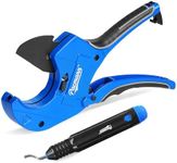 Pacmann PVC Pipe Cutter, Up to 2-1/2", Ratchet Pipe Cutter Heavy-Duty, Pex Cutting Tool for Cutting PEX, PVC, PPR Plastic Hoses and Plumbing Pipe with Deburring Tool