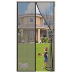 Magnetic Door Curtain 115 x 225 cm Instant Magic Closure with Full Frame Hook Loop, Hands Free Mesh, Kids Pets Walk Through Easily - Black