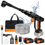 Cordless Pressure Washer, 350W Max 45 BAR Portable Power Washer Cleaner 3.0 Ah Battery Powered High Pressure 652PSI Car Wash Device for Washing Cars, Watering Flowers, Cleaning Floors (2 Batteries)