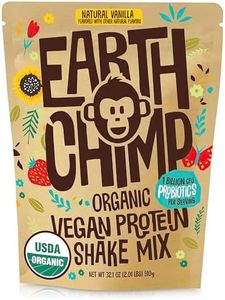 EarthChimp Organic Vegan Protein Powder - with Probiotics - Non GMO, Dairy Free, Non Whey, Plant Based Protein Powder for Women and Men, Gluten Free - 26 Servings 32 Oz (Vanilla)