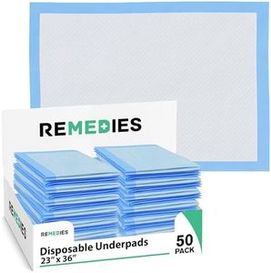 REMEDIES Disposable Underpad 23 X 36 Inches Ultra Absorbent 45g Bed Pads for Adults, Pets, (50 Count)