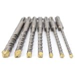 SDS Drill Bit Set, Firecore SDS Plus Concrete Drill Set 7 Pieces(5mm,6mm×2,8mm×2,10mm,12mm-Concrete Drill Bit 160mm, SDS Masonry Drill Bit for SDS Plus Hammer Drill, Carbide Drill Bit for Concrete