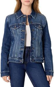 Amazon Essentials Women's Oversized-Fit Rigid Denim Trucker Jacket, Stone Dark Wash, Medium