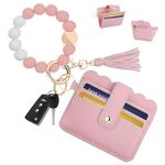 Winnow Keychain Wristlet Wallet,RFID Card Holder Keychain Wallet Key Chain Wristlet for Women Men, Pink, One Size, Bifold, CHBD8