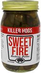 Killer Hogs Sweet Fire Pickles | Always Crisp Pickles with Sweet and Spicy Heat | Great with BBQs, Grilling, and Everday Meals | 16 oz