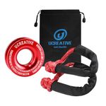 Ucreative Red Recovery Ring and 2PCS Red Soft Shackle kit for Synthetic Winch Rope for ATV UTV SUV Truck Off-Road Vehicle Recovery