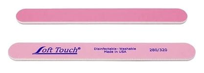 Soft Touch Nail File, Double Sided – 280/320 Grit, Light/Dark Pink, for Natural Nails, 7 Inch - 5 Piece