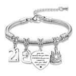 21st Birthday Gifts Girls Bracelet - Birthday Charm Bracelets Adjustable Stainless Steels Jewellery Birthday Presents for Teen Girl Daughter Granddaughter Niece Sister Friend