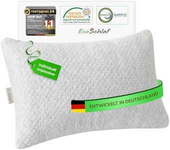 EcoSchlaf® TravelBuddy Reisekissen – kleines Nackenkissen für Flugzeug Camping Auto Bus Zug – einstellbares Travel Pillow aus Memory Foam – ergonomisches Kissen für Outdoor & Reise (Grau)