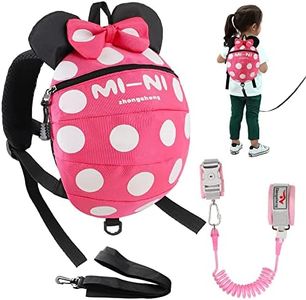 4 in 1 Toddler Harness Leash + Baby Anti Lost Wrist Link, Cute Child Safety Harness Tether, Child Walking Harness Wristband Assistant Strap Belt for Baby Girls(Rose Red)