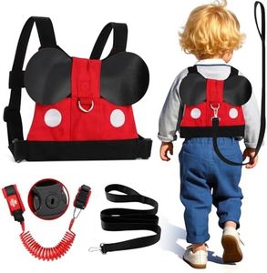 Lehoo Castle 4 in 1 Anti Lost Wrist Link Safety Harness, Toddler Harness Leash for Kids, Adjustable Walking Strap, 360° Rotation Baby Safety Harness with Lock (Red 01)