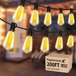 Pogestrand LED Outdoor String Lights 200FT(100FT*2) Waterproof Hanging Patio Lights with 100+6 Shatterproof ST38 Bulbs, Dimmable Warm Vintage Edison String Lights for Outside, Bistro Cafe Market Yard