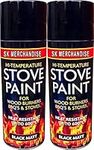 Black Heat Resistant Matt Black Spray Paint Stove High Temperature 400ml (2 Spray Cans)