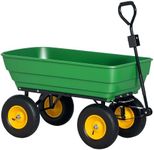 Outsunny 125 Litre Large Garden Cart Heavy Duty 4 Wheel Trolley Dump Wheelbarrow Tipping Truck Trailer - Green