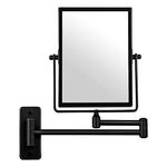 QiMH 3X Magnified Wall Mounted Mirror, Rectangular 8x6 Inch with Extendable Arm | Polished Chrome Finish Double-Sided Swivel Mirror