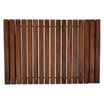 Nordic Style Teak Shower and Bath String Mat - Indoor and Outdoor Use - Non-Slip Wooden Platform for Sauna, Pool, Hot Tub Flooring Decor and Protector (23.62" x 15.75", Oiled Finish w/Rubber Footing)