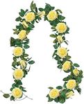 U'Artlines 3 Pack Artificial Yellow Rose Vines Floral Garlands Total 19.5 Ft Fake Vine Silk Flower Garland for Indoor Outdoor Home Wedding Arch Garden Wall Decoration