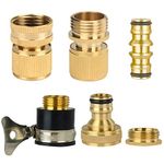 Set of Brass Garden Hose Expandable Stretch Fittings Tap Adaptors Connectors