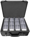 ChengFu Plastic Graded Card Storage Box with 4 Custom Slots, Compatible with 120+ BGS PSA FGS Sports Trading Cards, Black