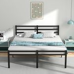 BedStory Double Bed Frame with Headboard and Footboard, 16 Inch Full Bed Frame, Heavy Duty Steel Slat Support Platform Metal Bed Frame Full Size with Large Storage Space No Box Spring Needed