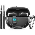 Ljusmicker for Bose Ultra Open Earbuds Case Cover 2024 with Cleaner Kit,Military Hard Cover with Lock for Bose Open Ear Earbuds Charging Case Accessories with Keychain for Men Women-Black