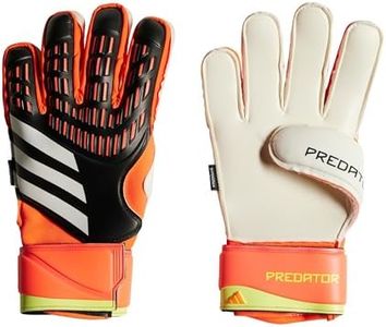 adidas Unisex-Adult Match Predator Fingersave Goalie Gloves, Black/Solar Red/Solar Yellow, 8