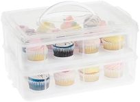 Juvale 2 Tier Cupcake Carrier for 24 Cupcakes, Transport Container with Lid for Muffins (13.5 x 10.25 x 7.5 In)